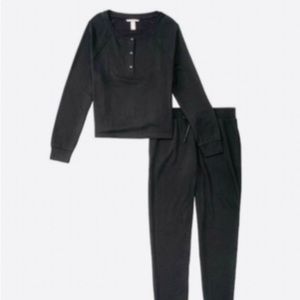 NWT Victoria Secret Black Henley Pajamas